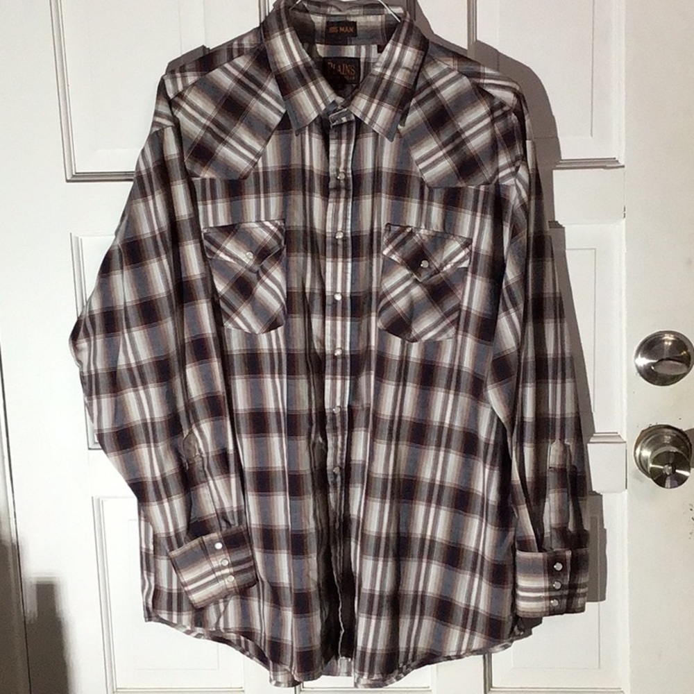 Big Man Plaid Snap Down Western Shirt